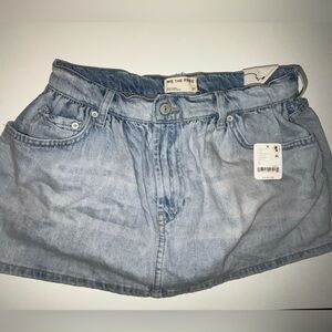 We The Free Sky Blue Denim Skirt